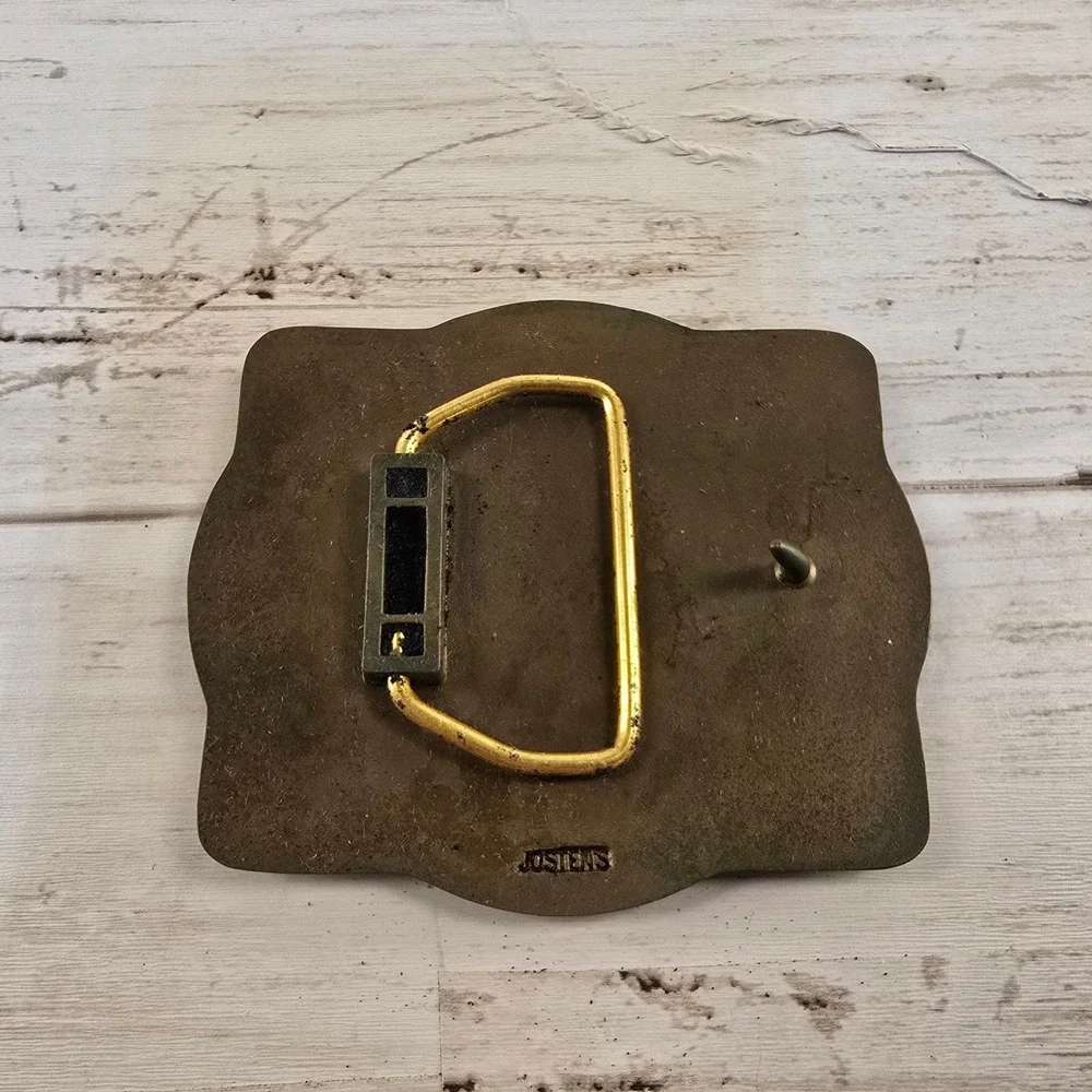 VTG Jostens Ray Mines Division 10 Brass Belt Buckle Mining‎ Memorabilia Bronze